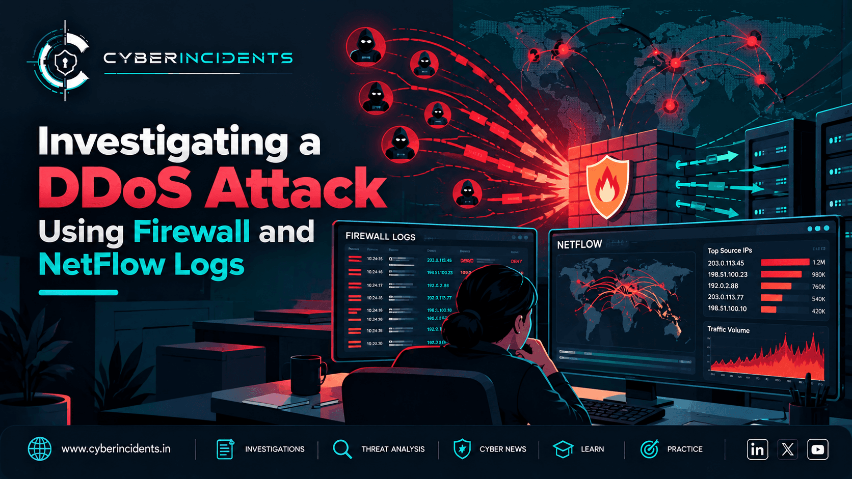 Investigating a DDoS Attack Using Firewall and NetFlow Logs